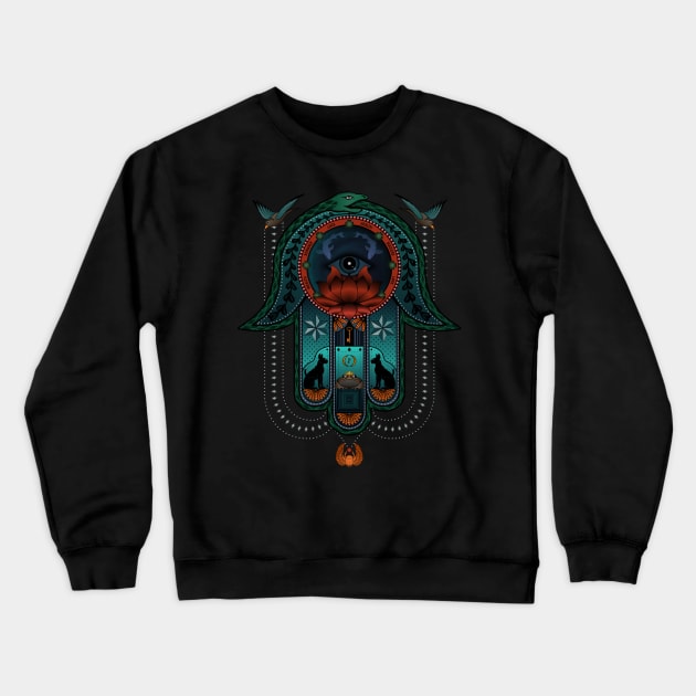 Good Luck Hamsa Crewneck Sweatshirt by SunGraphicsLab